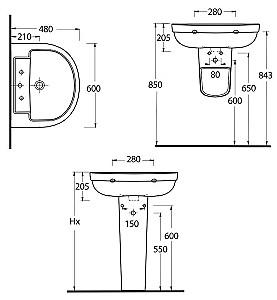 Lavoar baie Ege Vitrifiye Lagina 60 1th (35601/78302) (12811)