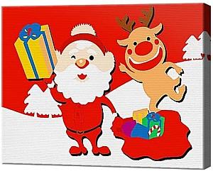 Tablou pe numere Art Gallery Moș Crăciun și cerb 20x30 cm