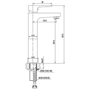 Baterie pentru lavoar Creavit Sharp Black Long SR6500S (12173)