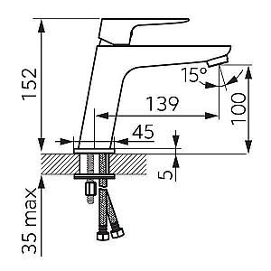 Baterie pentru lavoar Ferro VITTO BVI2VL Chrome