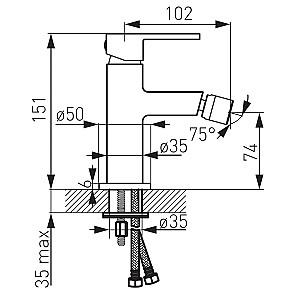 Baterie pentru bideu Ferro Zicco BZI6