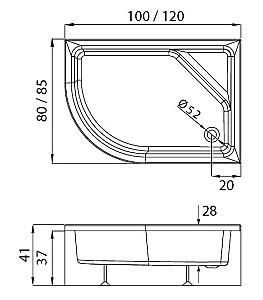 Panou pentru cazi de baie New Trendy Maxima O-0151 100x80x37 Universala Frontala (13412)