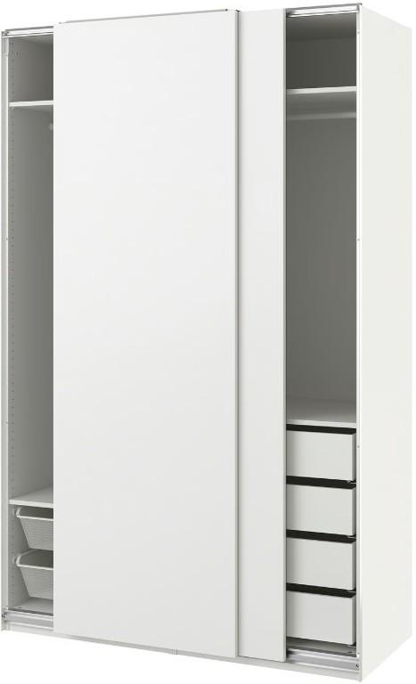 Dulap-cupe IKEA Pax/Hasvik bare/rafturi/sertare 150x66x236 Alb