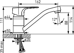 Baterie pentru lavoar Ferro Tiga BTG2AVL