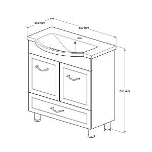 Dulap sub lavoar Supraten Tuluza 80 (7080) Alb