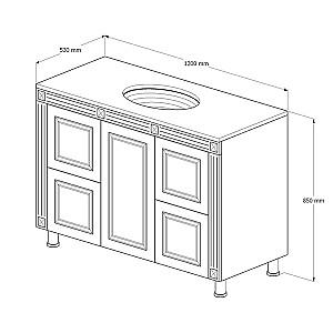 Dulap sub lavoar Supraten Napoleon 120 (GR 120) Alb/Argint