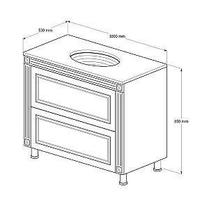 Dulap sub lavoar Supraten Napoleon 100 (GR 100) Alb/Argint