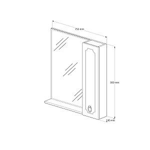 Dulap de baie Supraten Valua 75 Alb Dreapta