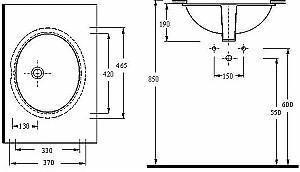 Lavoar baie Ege Vitrifiye Pinara 46.5x37 (91461)