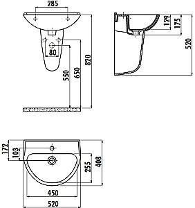 Lavoar baie Creavit Half TP155.000