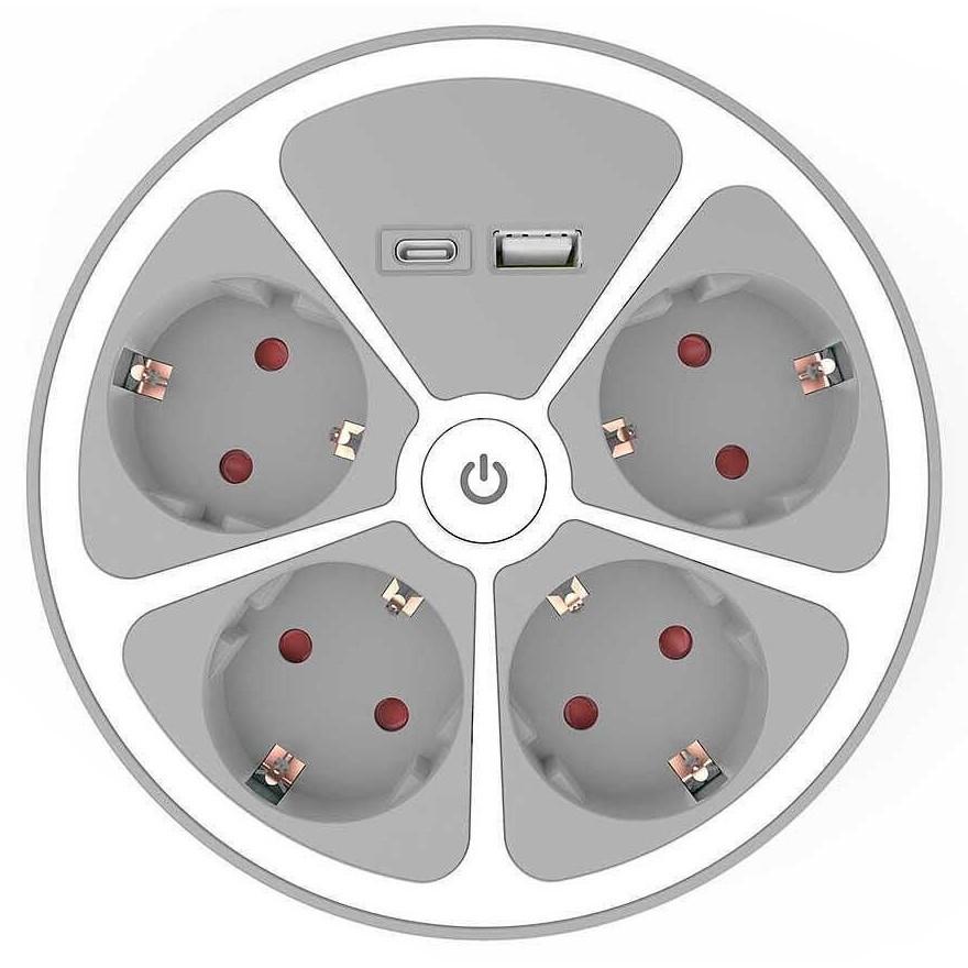 Prelungitor Muhler Multiple socket outlets with key with 4-way and 2-way USB ports type A and C (1006119)