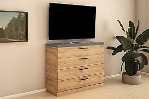 Comoda PS KZ-120 (4 sert.) Stejar Auriu / Grafit Gri