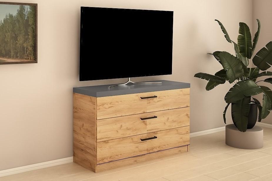 Comoda PS KZ-120 (3 sert.) Stejar Auriu / Grafit Gri