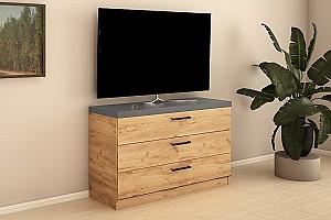 Comoda PS KZ-120 (3 sert.) Stejar Auriu / Grafit Gri