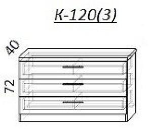 Comoda PS KZ-120 (3 sert.) Stejar Auriu / Grafit Gri