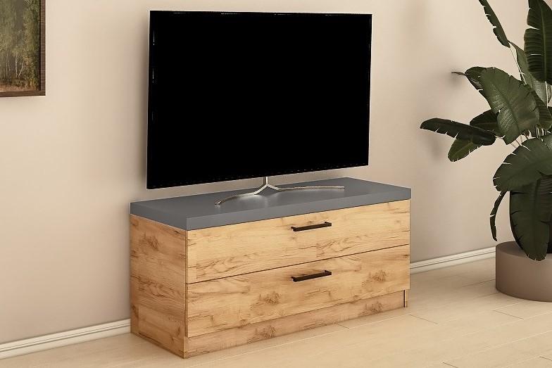 Comoda PS KZ-120 (2 sert.) Stejar Auriu / Grafit Gri