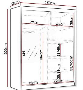 Dulap-cupe Space Meble Flavio III 150x200x58 Cașmir (Bej)