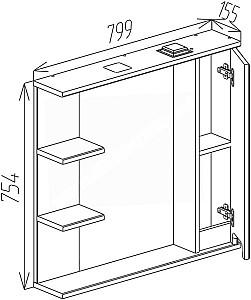 Dulap de baie Bayro Positano 800x750 Alb Mat Drept