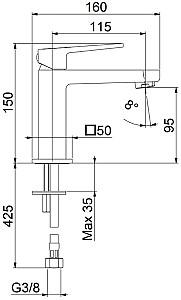 Baterie pentru lavoar Fiore DARK 140 CR4412
