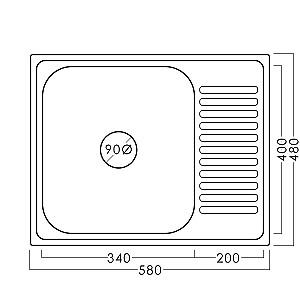 Chiuveta de bucatarie Fabiano  58x48  0,8  FB  RIF  L