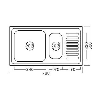 Chiuveta de bucatarie Fabiano 78x50/15  0,8  FB  RIF  L