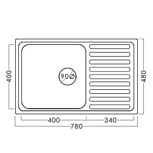 Chiuveta de bucatarie Fabiano 78x48  0,8  FB  EPL  L