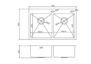 Chiuveta de bucatarie Fabiano Nano PVD Black 78x50/20