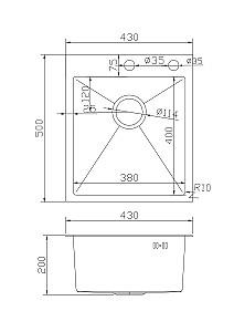 Chiuveta de bucatarie Fabiano 50x43 Satin