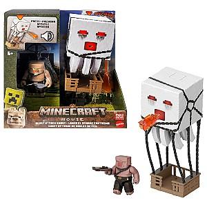 Figurina personaj Mattel Minecraft Movie — Fantoma cu atac (lumini, sunete, proiectil) + figurina piglin