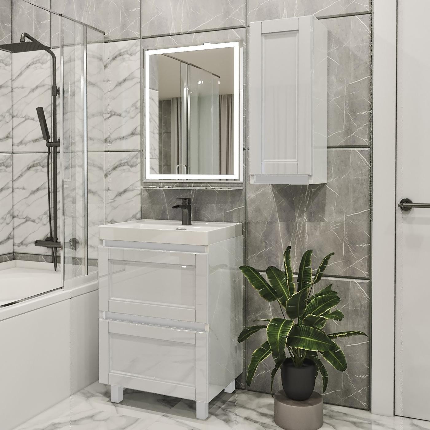 Set de mobila de baie PS Lotos 60-30 (vops./PAL) Alb