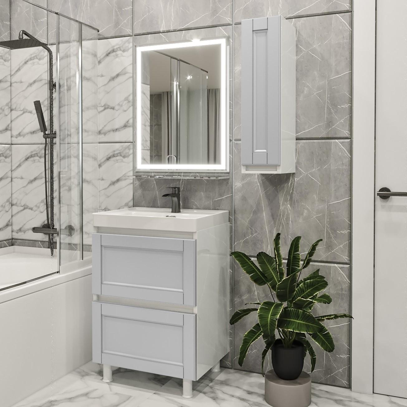 Set de mobila de baie PS Lotos 60-20 (vops./PAL) Gri Deschis