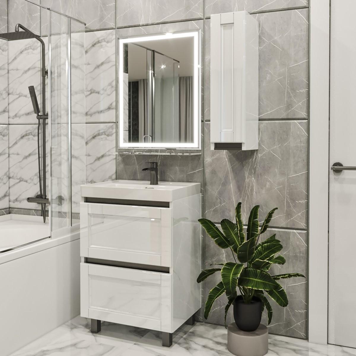 Set de mobila de baie PS Lotos 60-20 (vops./PAL) (carcasa Alb / Negru) Alb