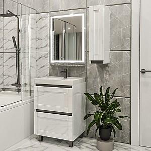 Set de mobila de baie PS Lotos 60-20 (vops./PAL) (carcasa Alb / Negru) Alb