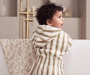 Halat de baie Jollein Stripe Terry Olive Green GOTS (1-2 years)