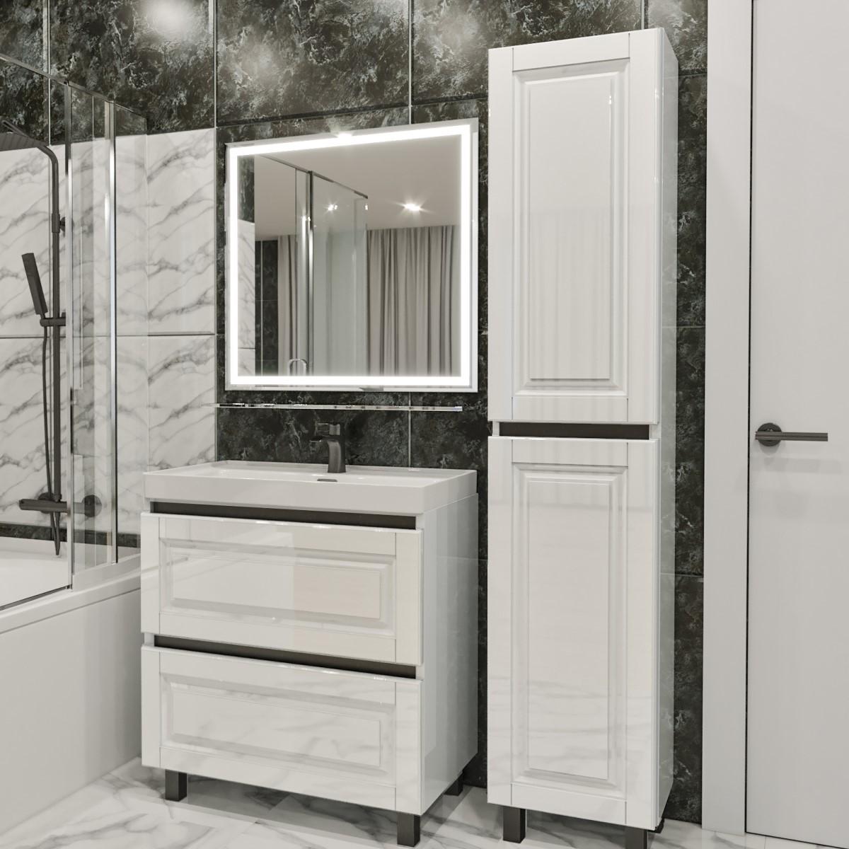 Set de mobila de baie PS Lilia 80-193 (vops./PAL) (carcasa Alb / Negru) Alb