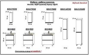 Set de mobila de baie PS Lilia 80-193 (vops./PAL) (carcasa Alb / Negru) Alb