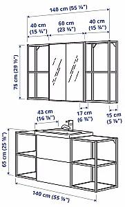Set de mobila de baie IKEA Enhet/Tvallen/Pilkan cu sertare 140x43x65 Alb