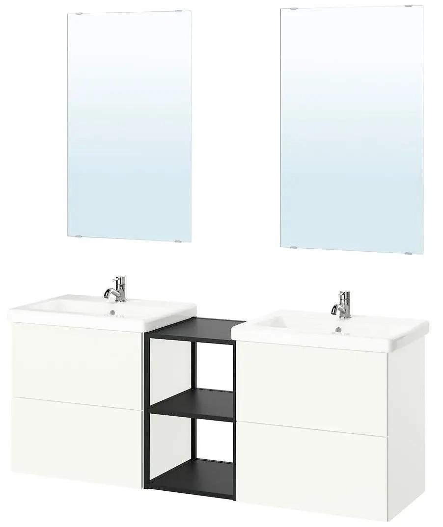 Set de mobila de baie IKEA Enhet/Lettan/Pilkan cu sertare/oglinda 164x43x65 Alb/Antracit