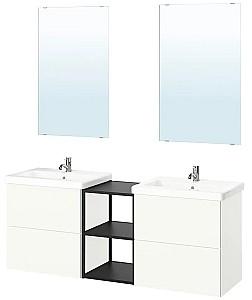 Set de mobila de baie IKEA Enhet/Lettan/Pilkan cu sertare/oglinda 164x43x65 Alb/Antracit