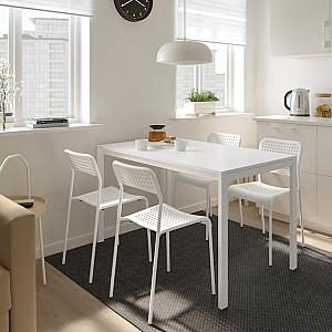 Set de masa si scaune IKEA Melltorp/Adde 125 cm Alb (1+4)