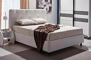 Pat Ambianta Cristal 1.6 m Alb tapitat + Saltea Salt Confort Clasic 160x200