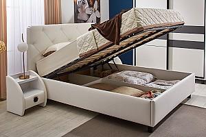 Pat Ambianta Cristal 1.6 m Alb tapitat + Saltea Salt Confort Clasic 160x200