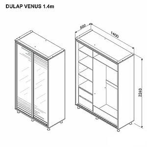 Dulap-cupe Ambianta Venus 1.4 m Artisan