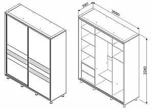 Dulap-cupe Ambianta Cristal 1.8 m Alb / Grafit