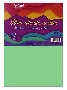 Hirtie colorata imprimanta Primo A4 Pastel, 50 file, 80 g/m2, 5 culori, PM1203