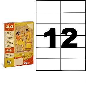 Eticheta autoadezive A4 Olimp 100 file, 12. pe 1 filă, 70x74 mm, 0071