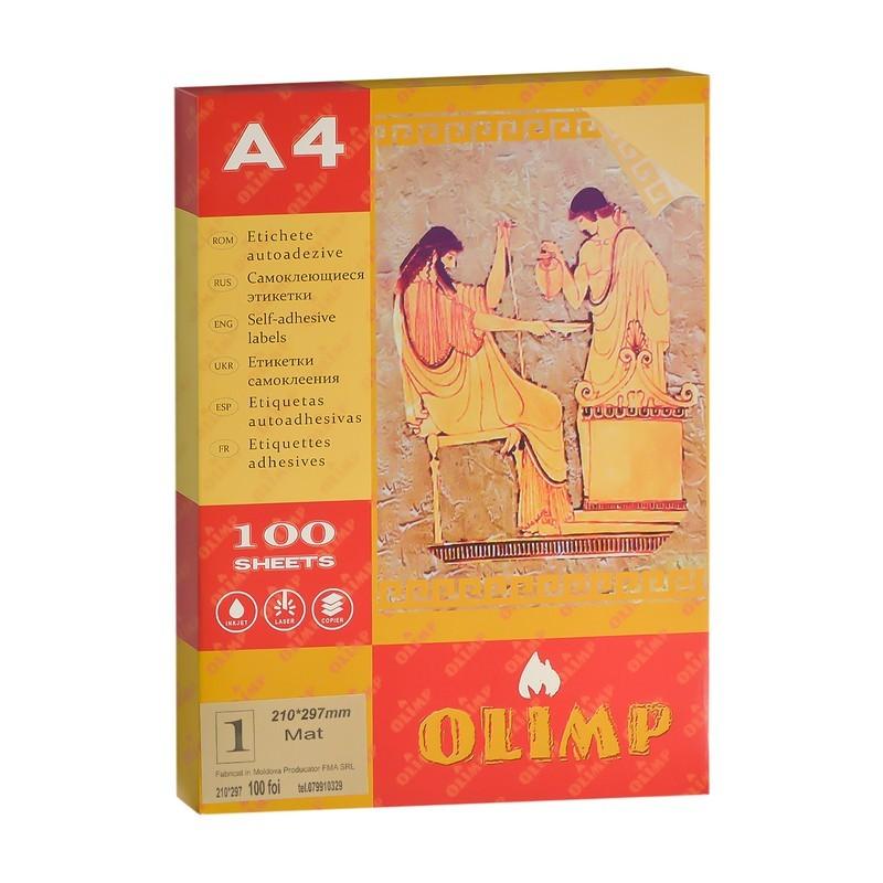 Eticheta autoadezive A4 Olimp 100 file, 1 pe filă, 210x297 mm, 001358