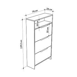 Dulap pentru incaltaminte DECO Kaju Alb/Lagina(Gri)
