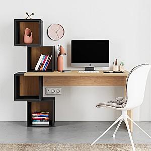 Masa de birou DECO Balance Saphite Oak (Stejar) / Silky Black (Negru) / Saphite Oak (Stejar)