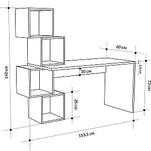 Masa de birou DECO Balance Saphite Oak (Stejar) / Silky Black (Negru) / Saphite Oak (Stejar)